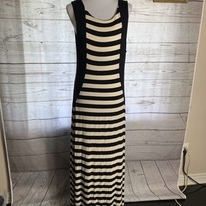Black Sleeveless striped colorblock maxi dress L